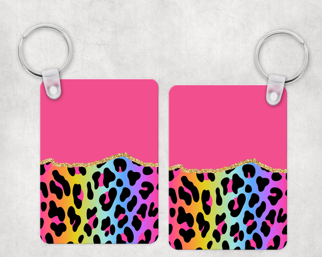 Neon Leopard Print Keychain