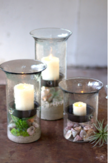 ORIGINAL GLASS CANDLE CYLINDER W RUSTIC INSERT - CV410