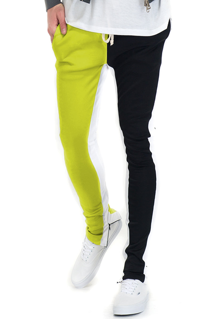 Split Tone Track Pants - P159-LIMEBLACK-S
