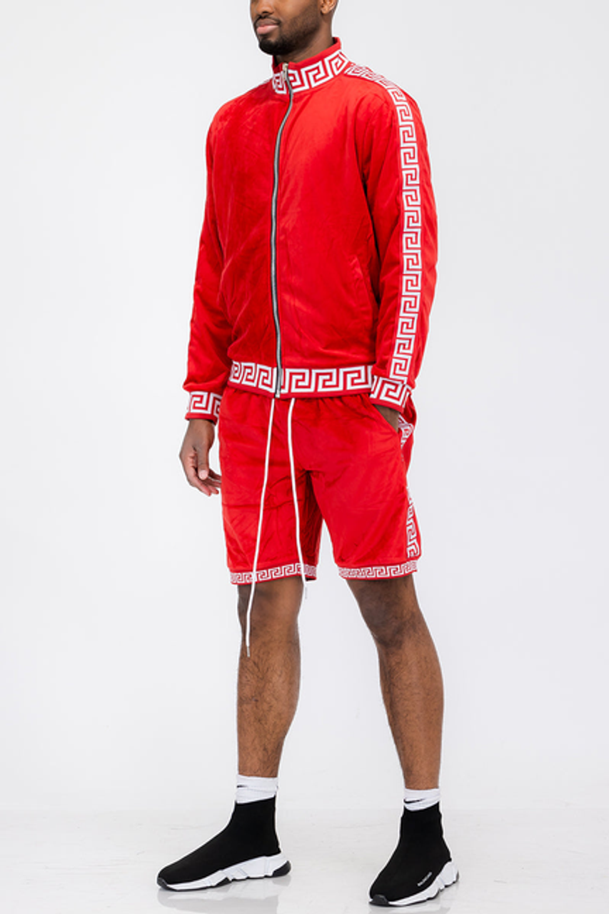 Status Velour Short Set - SET-378-778-REDWHITE-M