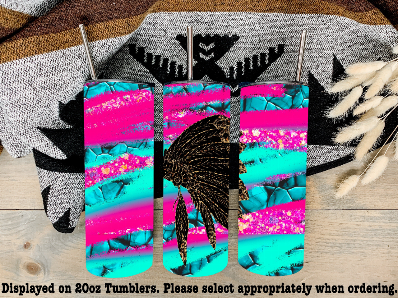 Neon Brush Stroke Headdress Steel Tumbler