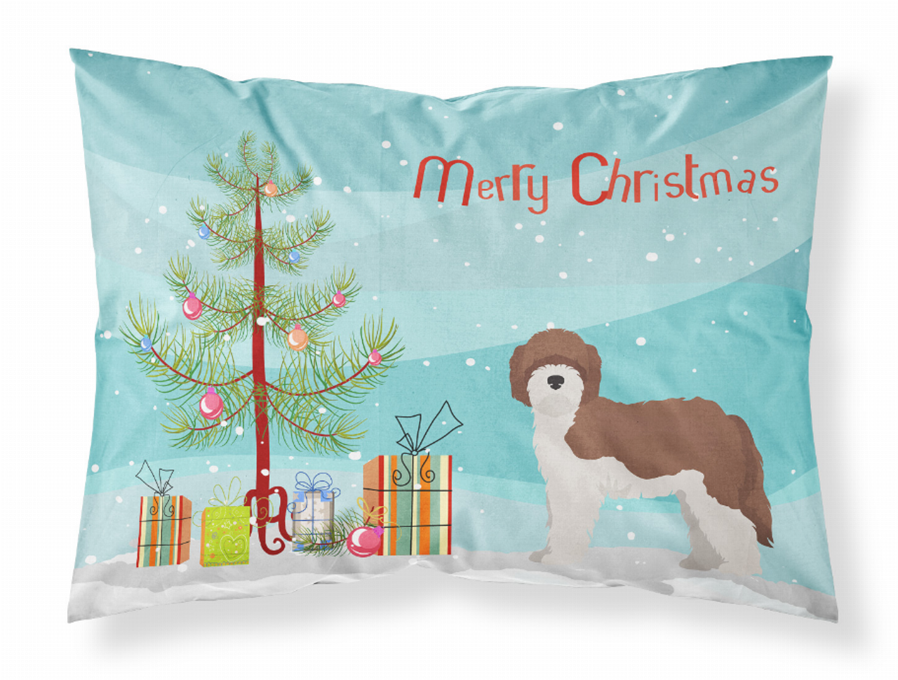 Sheepadoodle Christmas Tree Fabric Standard Pillowcase