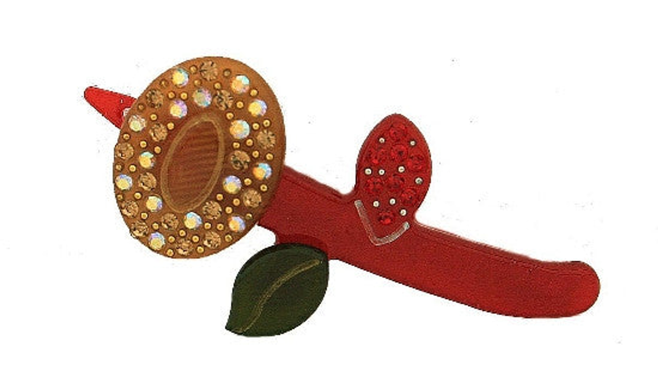 Hand Made Stone With Gold Flower Rubber Barrette - 1237-03