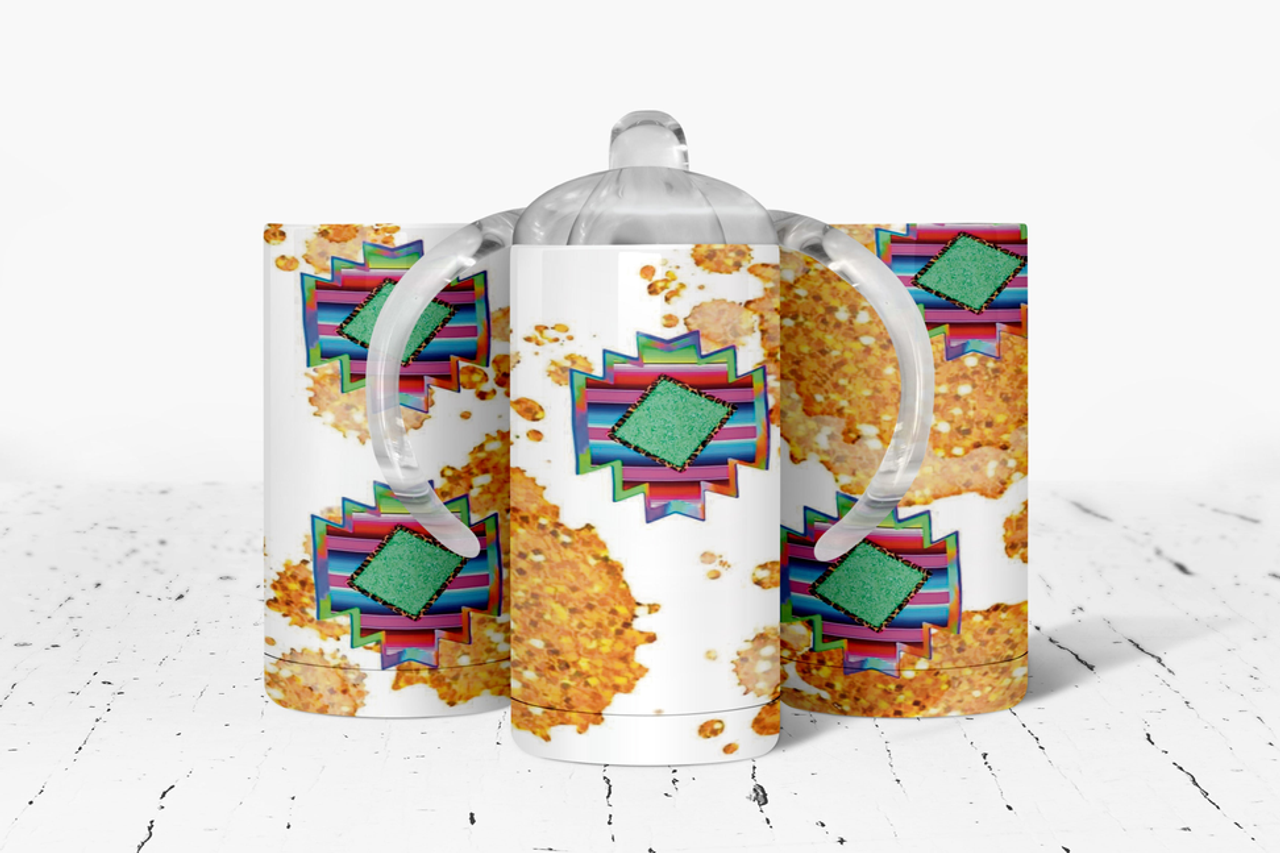 Aztec faux glitter Insulated Kids Dual Lid Sippy Cup Tumbler - 3566-3501