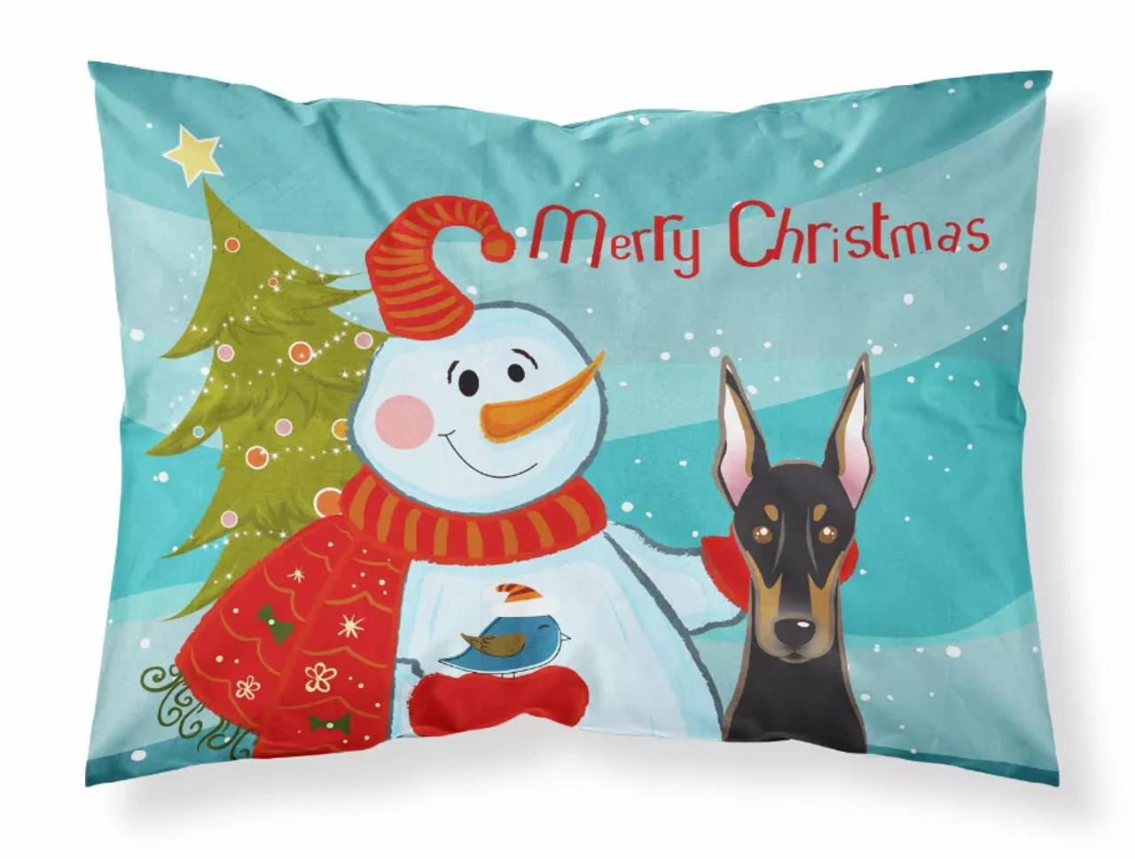 Snowman with Dog Fabric Standard Pillowcase - S000213B001695P057783V000