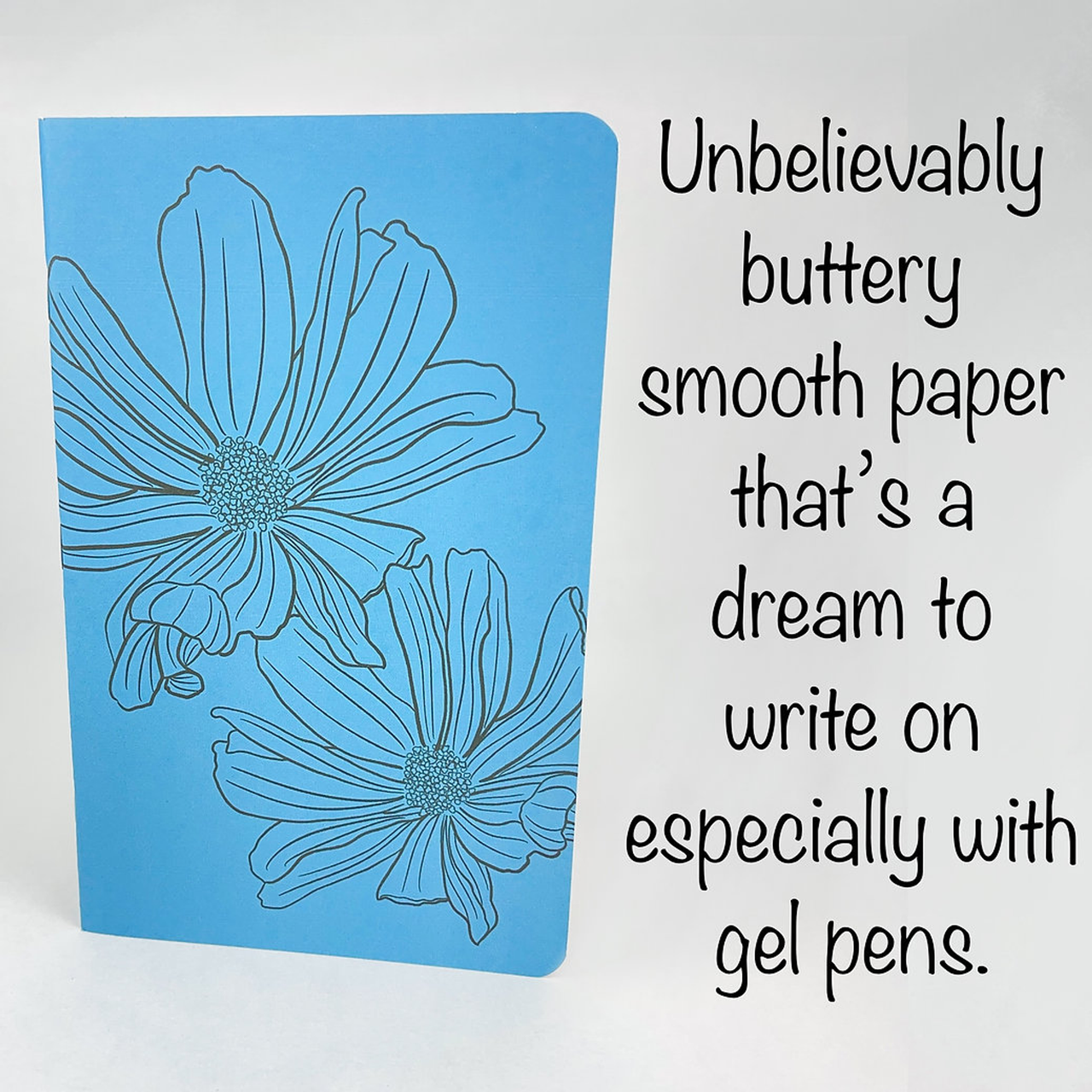 Blue Inked Flowers Style 1 Handmade Saddle Bound A5 ish sized Notebook