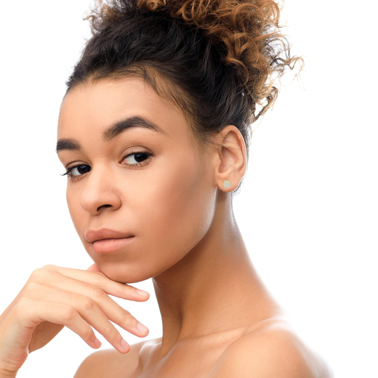 14K Yellow Gold 1/2 Cttw Brilliant Round Cut Diamond Floral Cluster Stud Earrings with Pushbacks (J-K Color, VS2-SI1 Clarity) 14K Yellow Gold 1/2 Cttw Brilliant Round Cut Diamond Floral Cluster Stud Earrings with Pushbacks (J-K Color, VS2-SI1 Clarity)