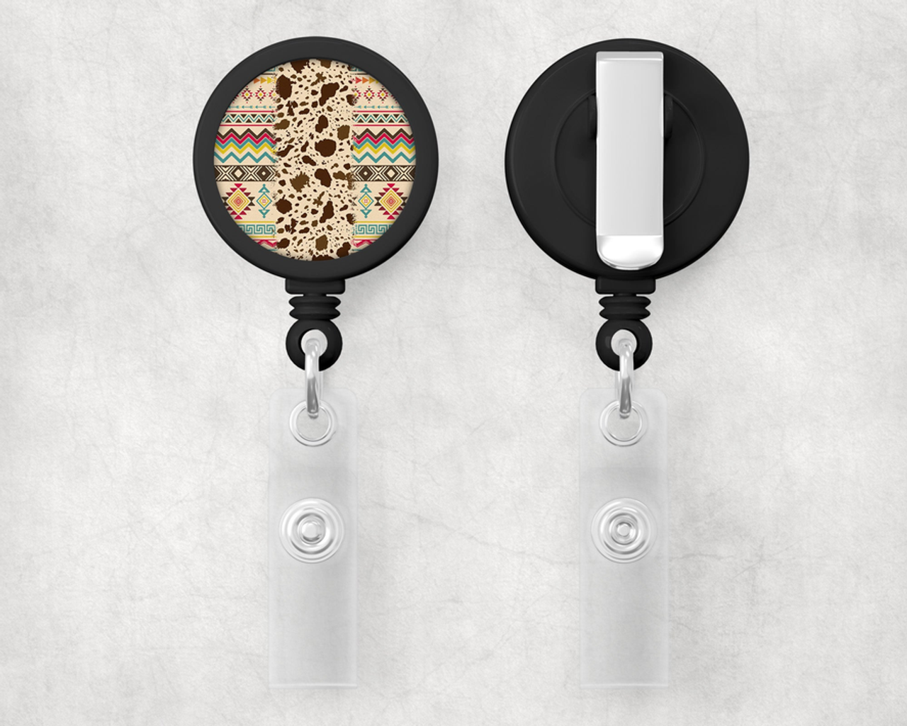 Cow Print Aztec 1" Retractable Badge Reel