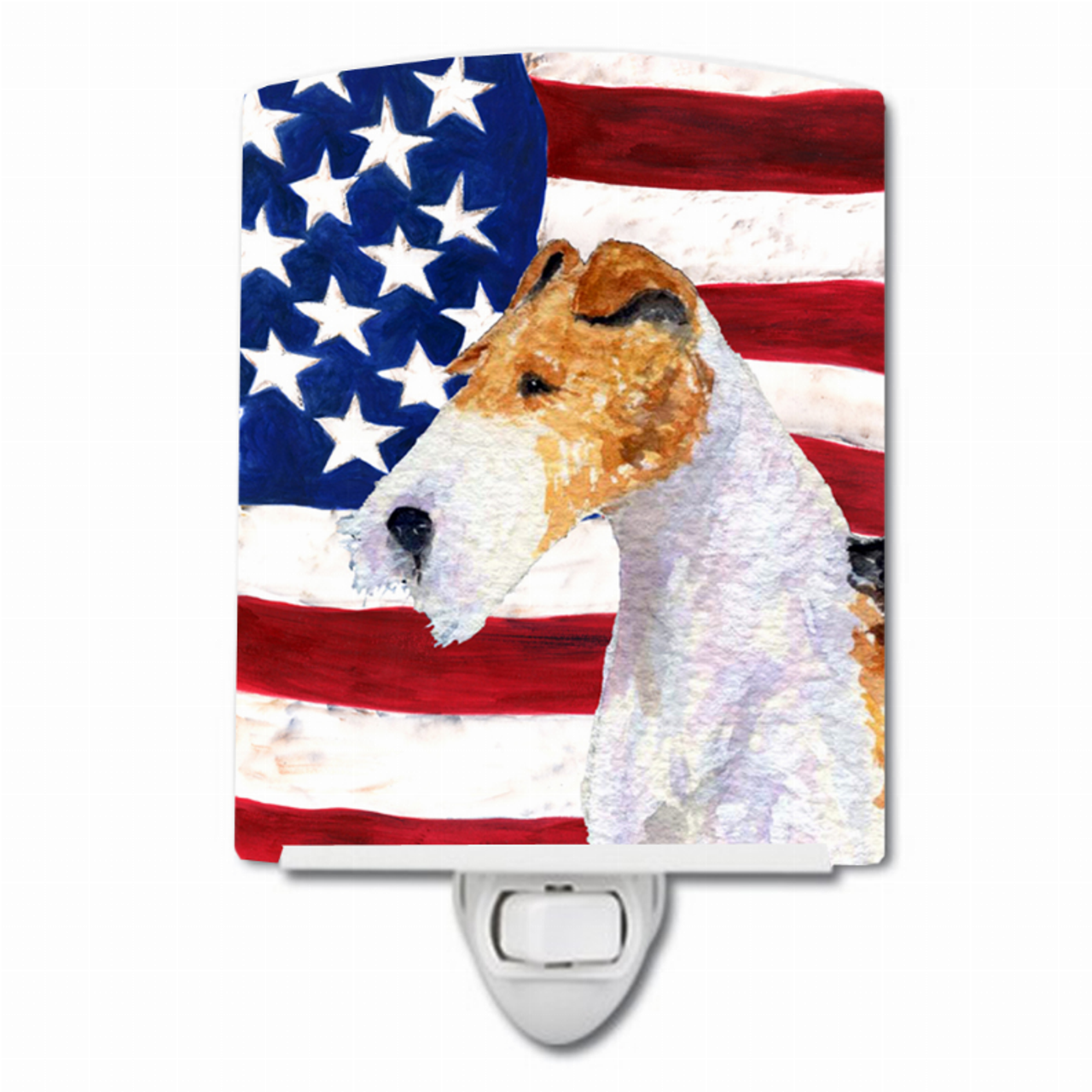 USA American Flag with Dog Ceramic Night Light - SS4057CNL