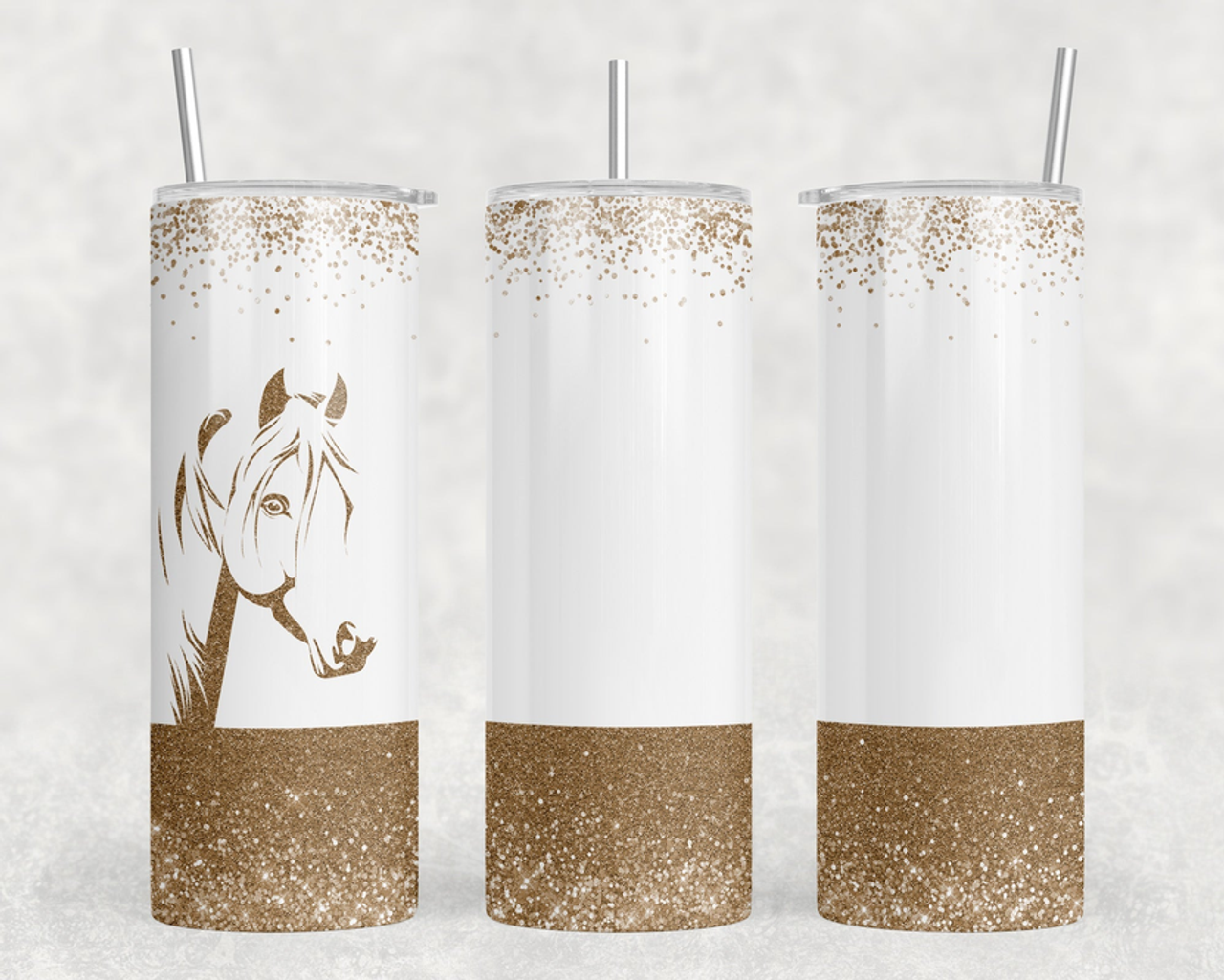 Gold Horse|Skinny Tumbler|Optional Bluetooth Speaker| Speaker Color Varies