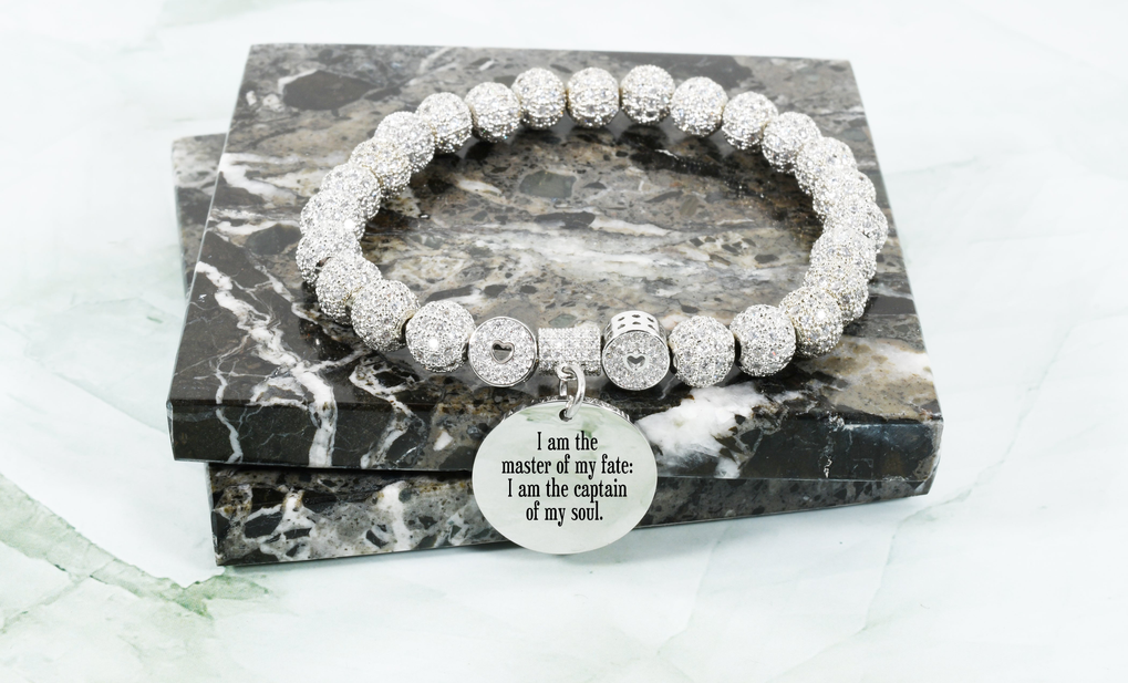 Iced Out Hearts Inspirational Stretch Bracelet - PinkBox4-154