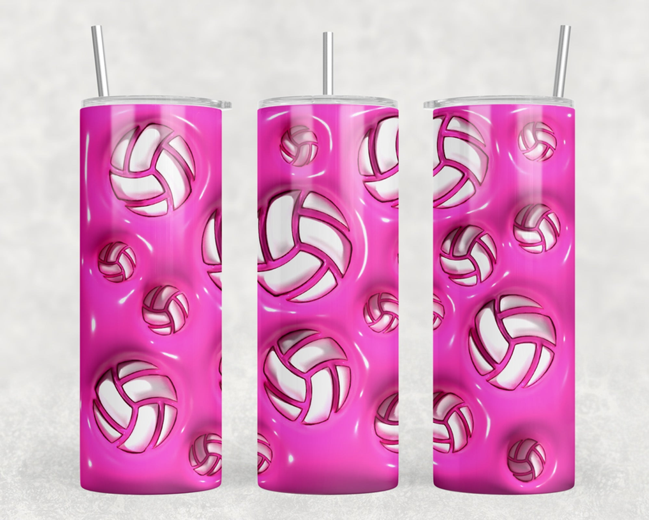 Pink Volleyball|Skinny Tumbler|Optional Bluetooth Speaker| Speaker Color Varies