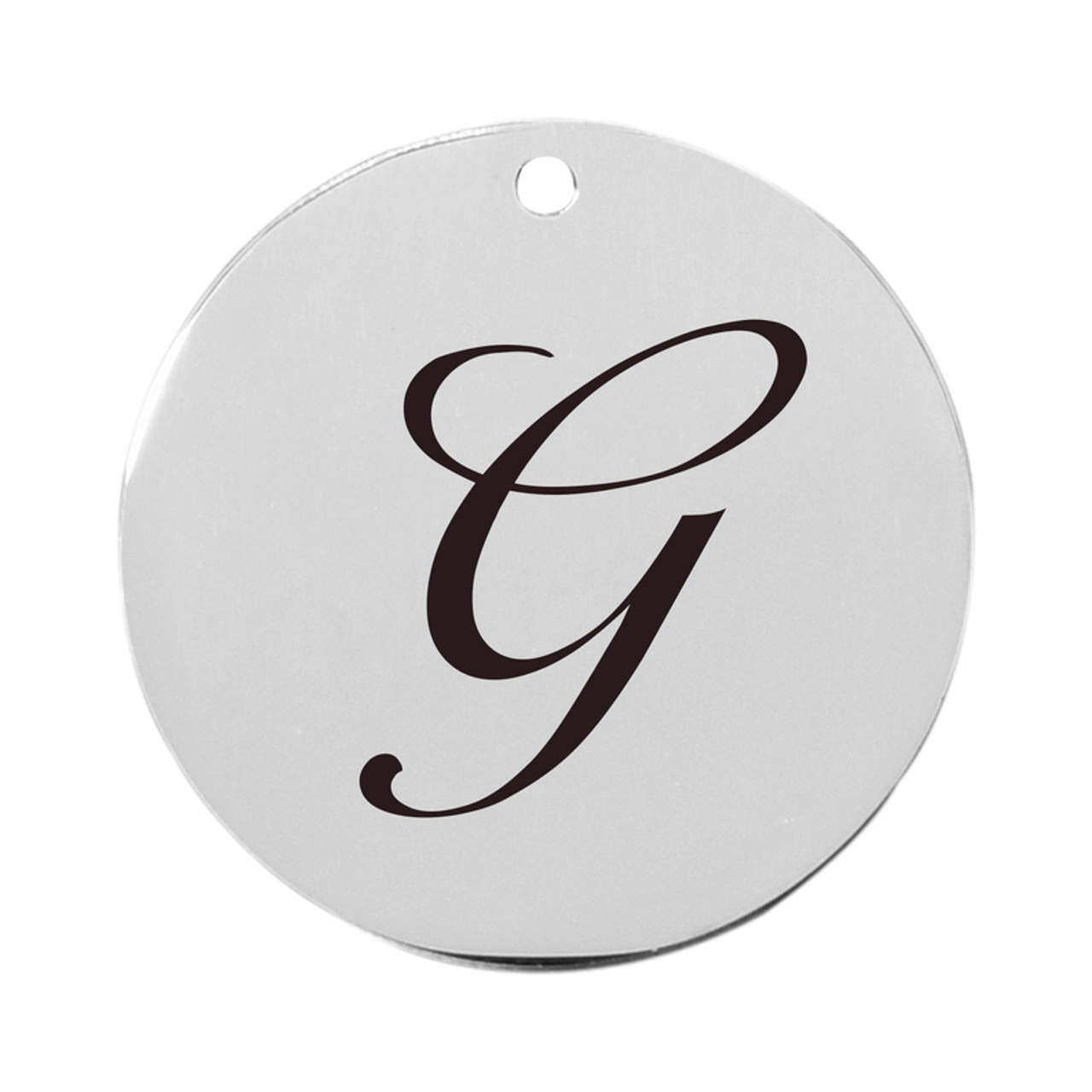 22mm Stainless Steel Cursive Initial Disc Charm - PinkBox3-3246