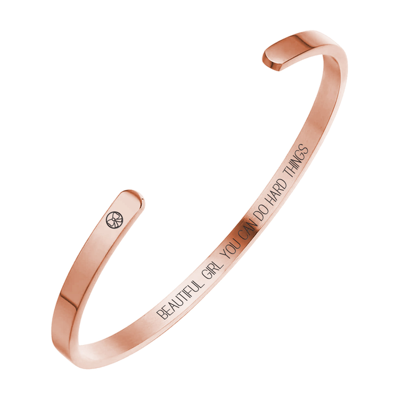 Pink Box Stack-able Inspirational Rose Gold Plated Cuff Bracelet - PinkBox3-7542