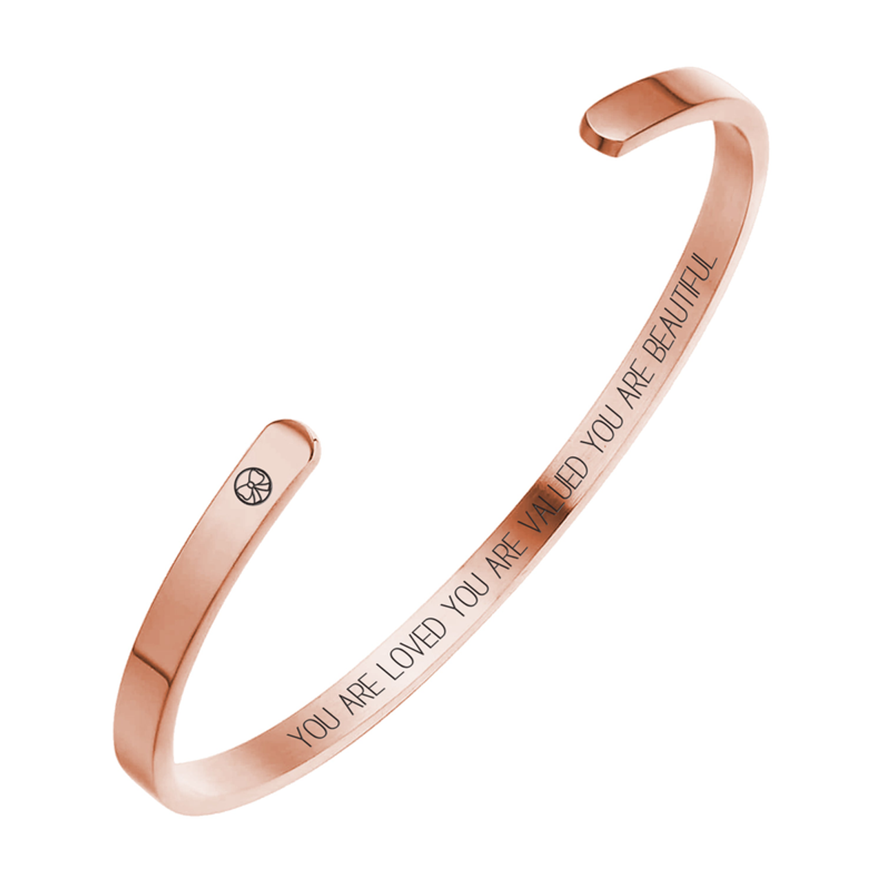 Pink Box Stack-able Inspirational Rose Gold Plated Cuff Bracelet - PinkBox3-7539