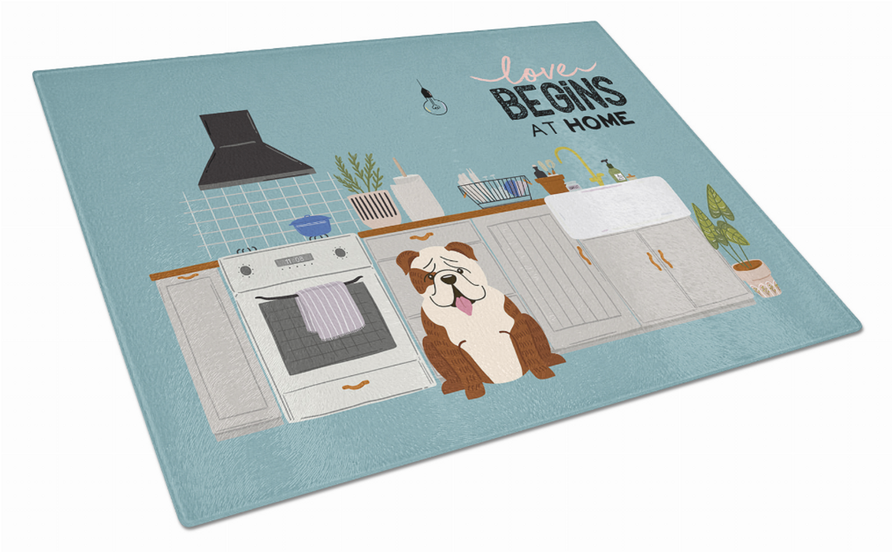 Kitchen Scene Dog Print Glass Cutting Board Large - CK7825LCB