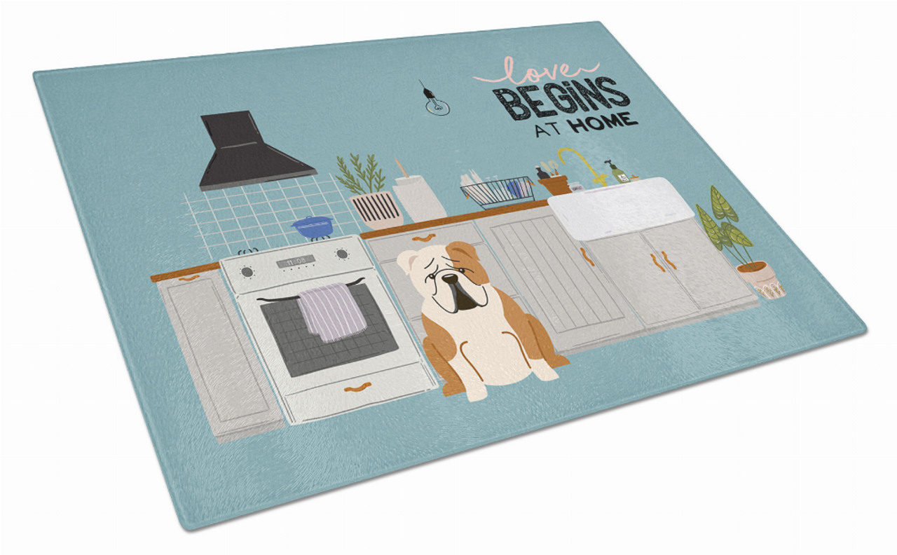 Kitchen Scene Dog Print Glass Cutting Board Large - CK7829LCB