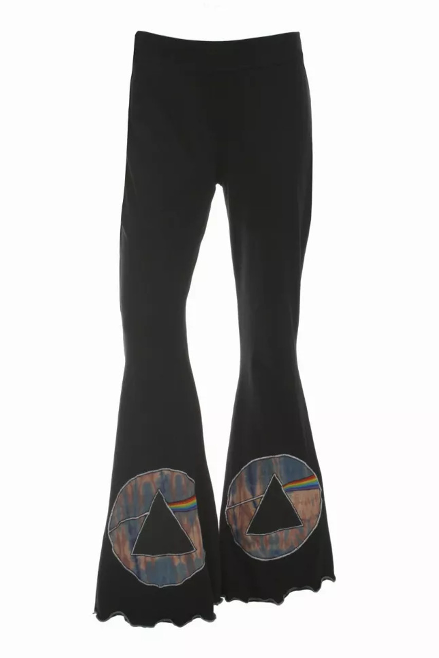 GREAT GIG PANTS Cotton Lycra Bell Bottom Pants with Tie Dye The Dark Side Of The Moon Applique' - DS1972DSWpantsDS1972-blk-M