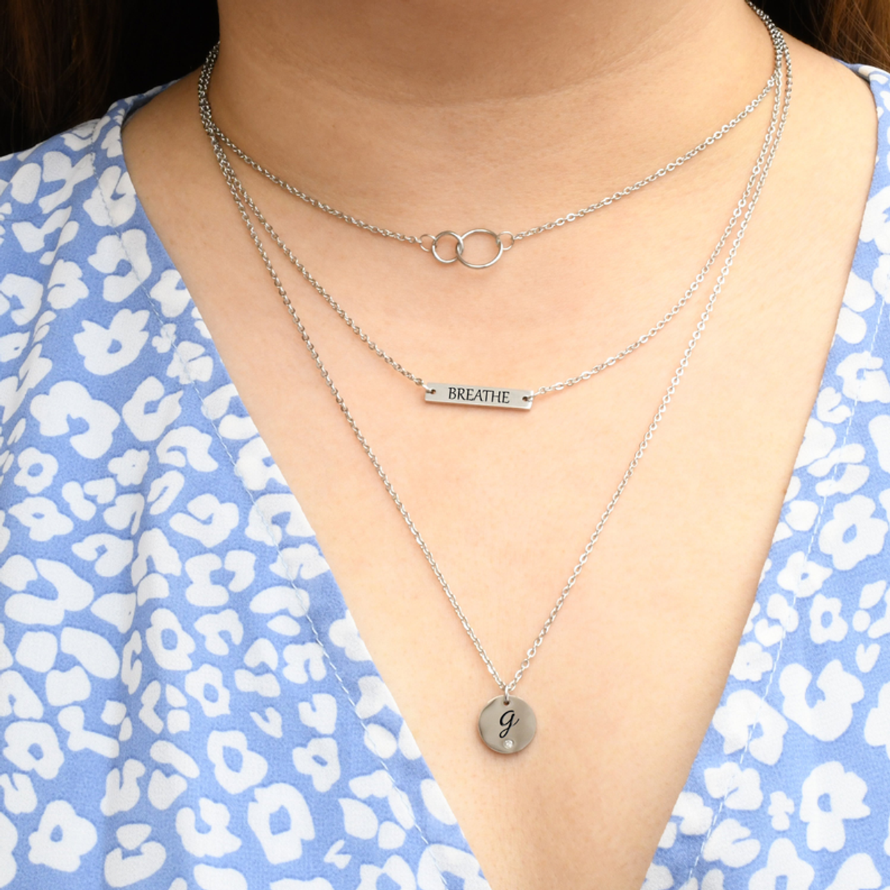 Breathe Initial Multi-Layer Necklace By Pink Box - PinkBox3-10361