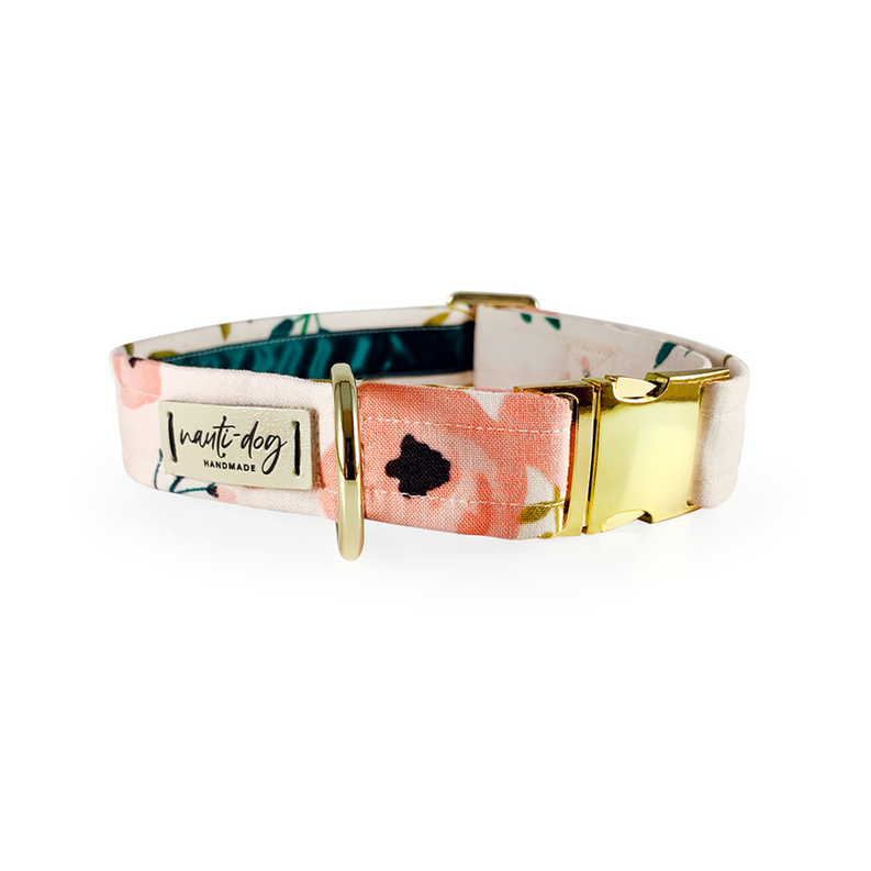Charleston Blush Floral Tea Rose Buckle & Martingale Dog Collar - S002793B002925P000048V047