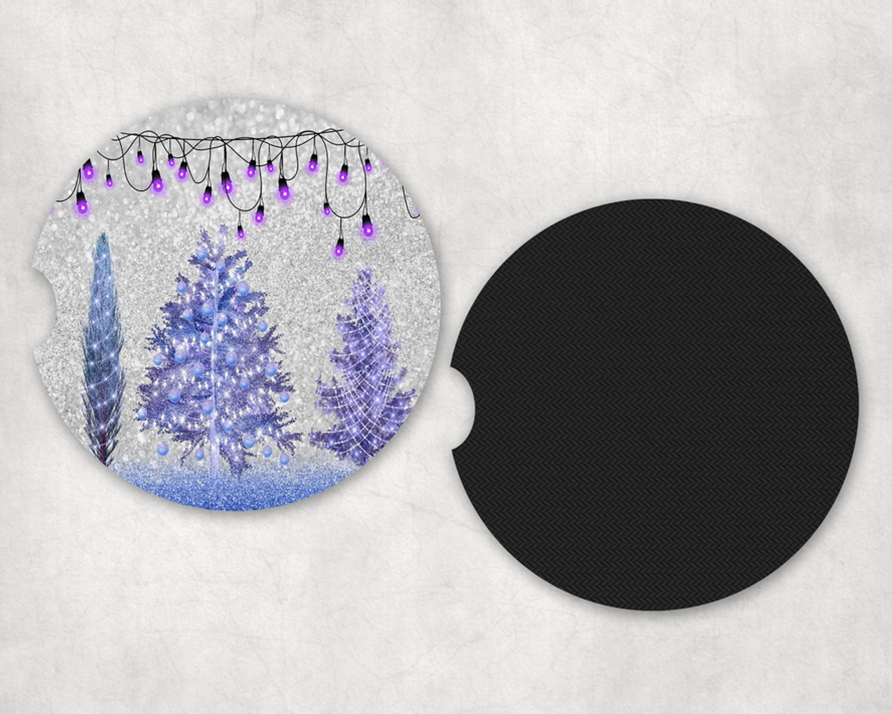 Purple Christmas Trees|Car Coaster Set