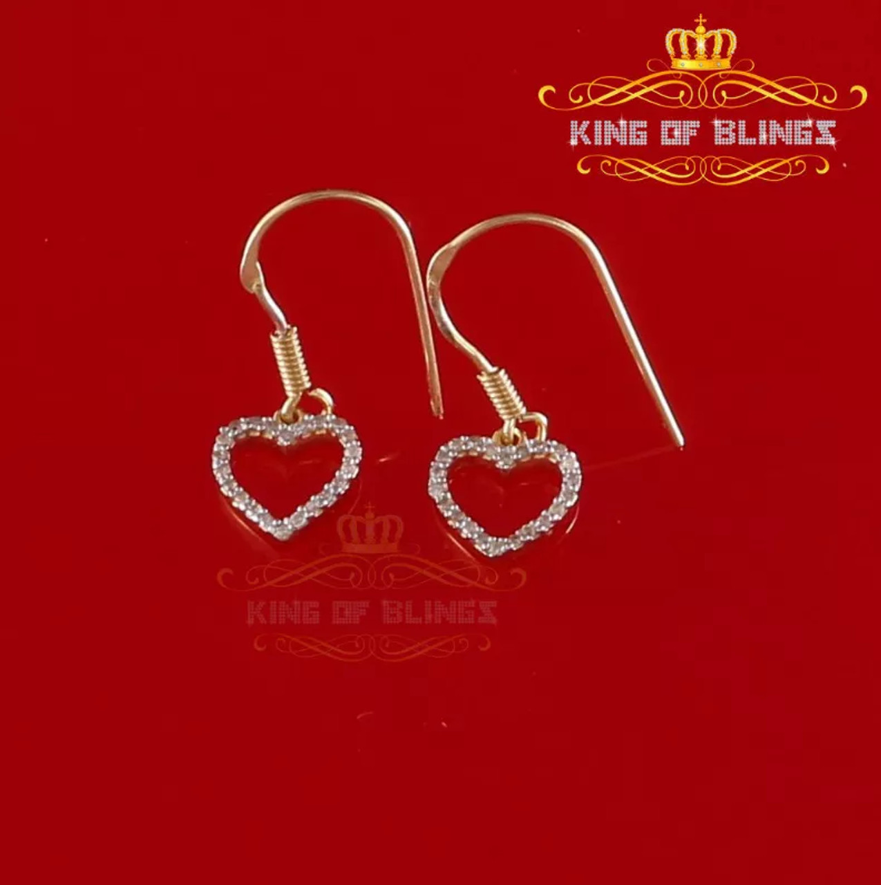 10K Yellow Gold Finish Real Diamond 0.20 CT Silver Dangling Earrings 10K Yellow Gold Finish Real Diamond 0.20 CT Silver Dangling Earrings