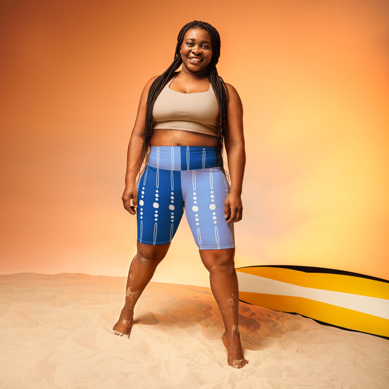 Blue Tribal Lines Biker Shorts - 2098552_12738