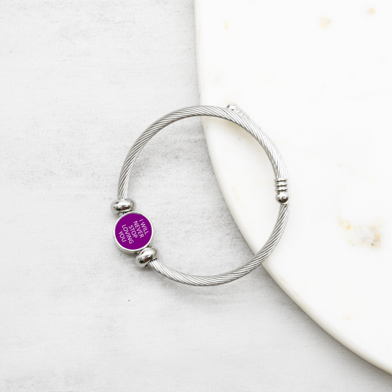 Interchangeable Reverisble Inspirational Bracelets - RND-NEVERSTOP-PRP-SM