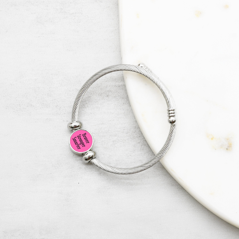 Interchangeable Reverisble Inspirational Bracelets - RAVERSTRONGER-PNK-SM