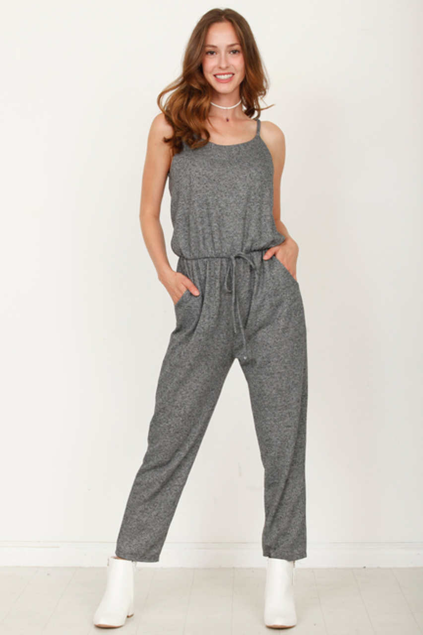 Terry Spaghetti Strap Blouson Jumpsuit - 1Eloges2854