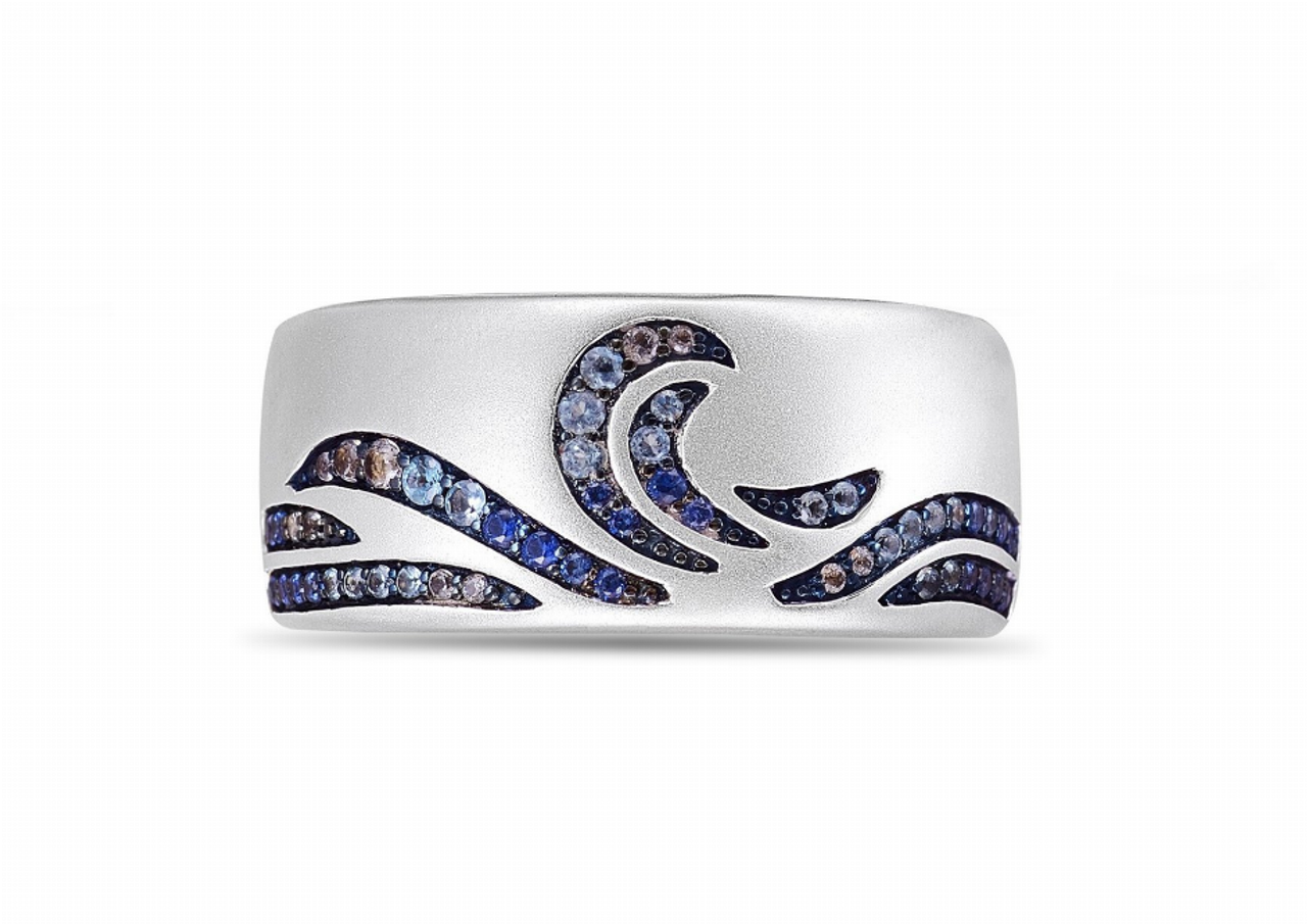 Surf's Up Sterling Silver Blue Sapphire & Topaz Band Ring - LMJARR00014-1