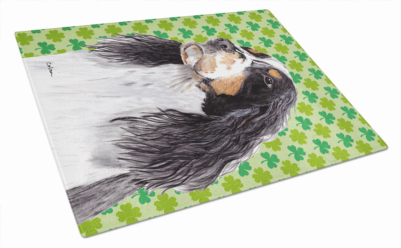 St. Patrick's Day Dog Print Glass Cutting Board Large - S000213B001695P040591V037