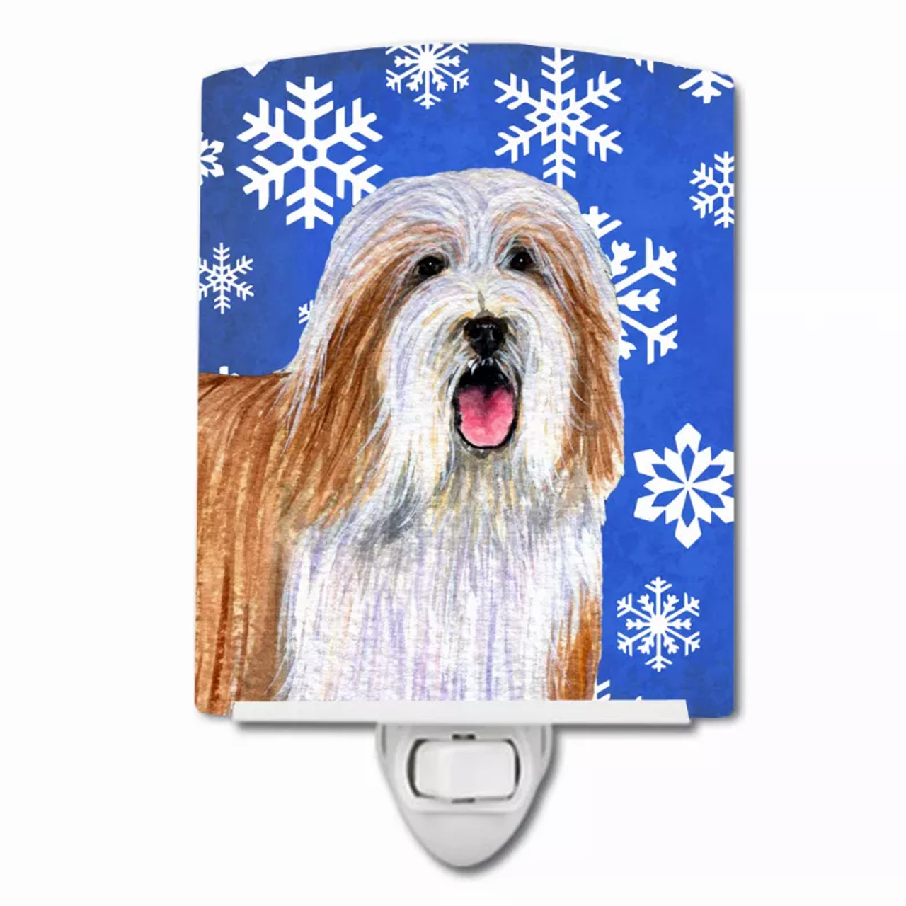 Snowflakes Holiday Dog Art Ceramic Night Light - S000213B001695P102839V000