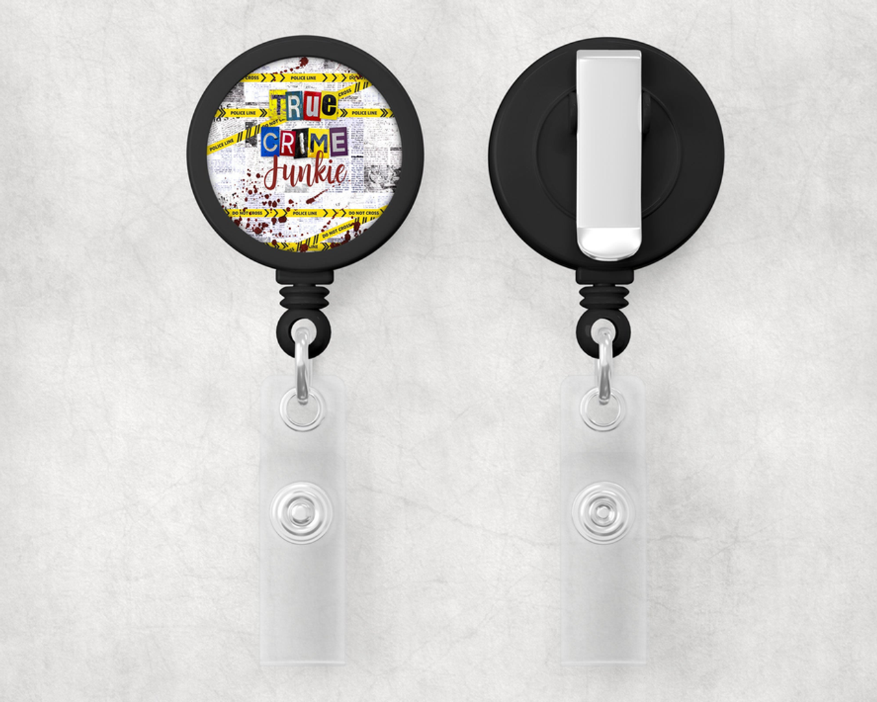 True Crime Junkie 1" Retractable Badge Reel