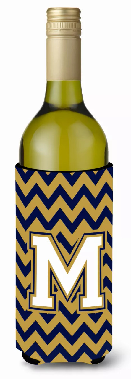 Monogram Letter Chevron Wine Bottle Hugger - CJ1057-MLITERK