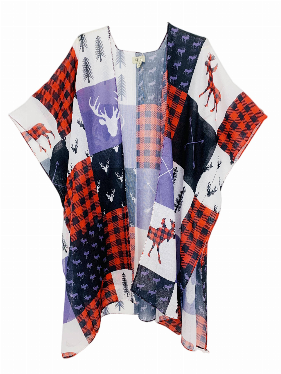 Reindeer & Plaid Christmas Kimono