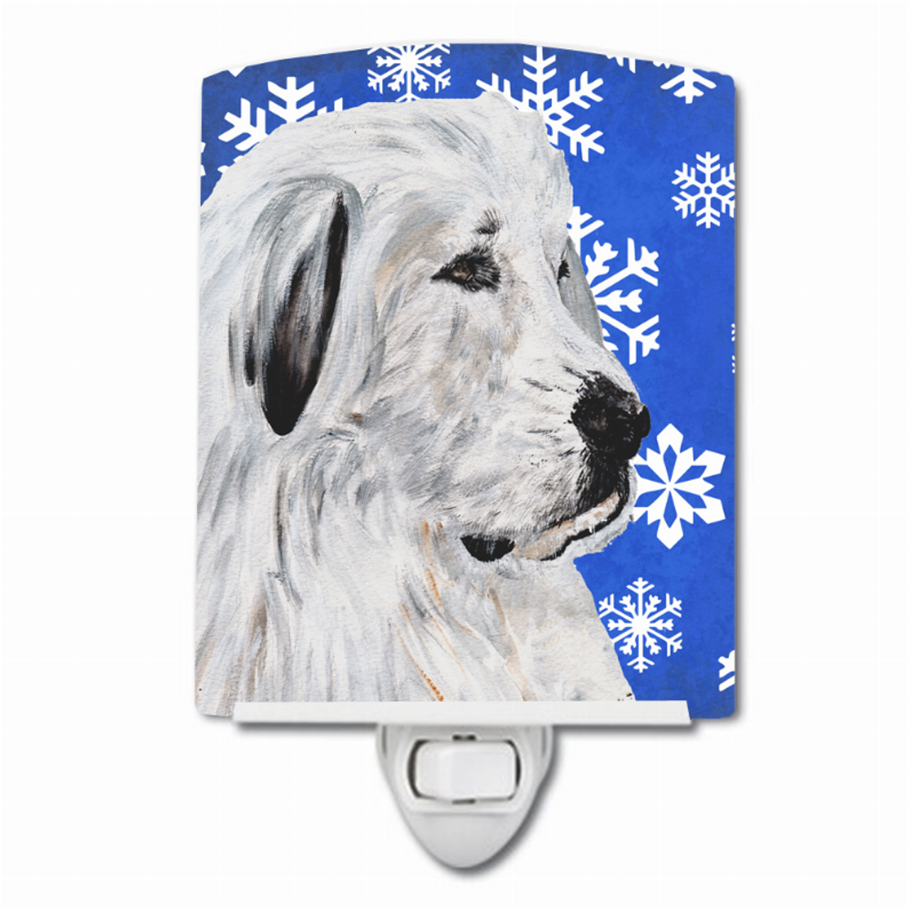 Snowflakes Holiday Dog Art Ceramic Night Light - SC9786CNL