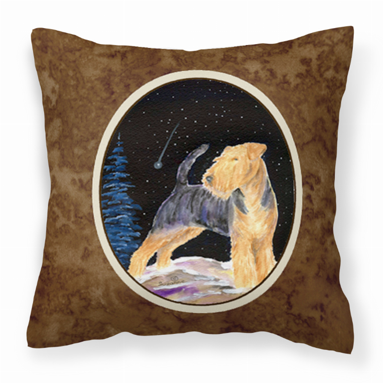 Starry Night Design with Dog Picture Fabric Decorative Pillow - S000213B001695P022904V000