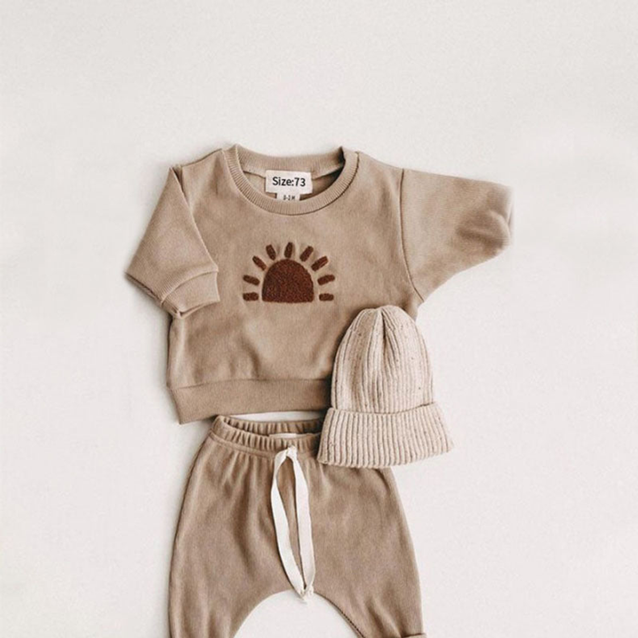Baby Rainbow Sun Pattern Hoodies Combo Pants Sets - JM2207172144-1348