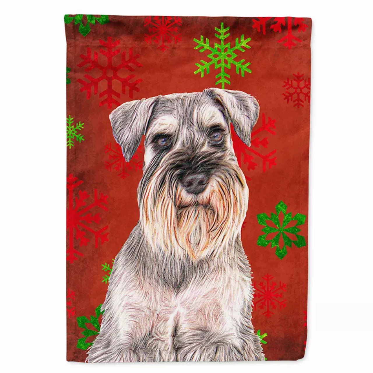 Red and Green Snowflakes Holiday Christmas Dog Flag Garden Size - S000213B001695P042381V000