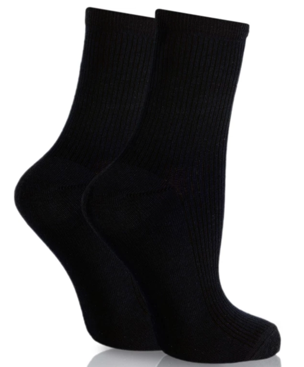 Ribbed Cotton Crew Socks Black