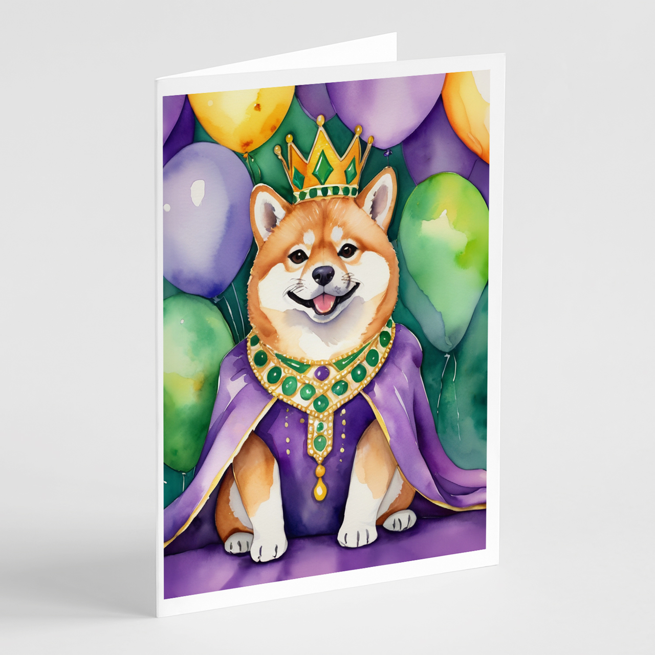 Shiba Inu King of Mardi Gras Greeting Cards Pack of 8