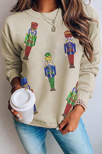 Willa Sequined Nutcracker Doll Casual Sweatshirt