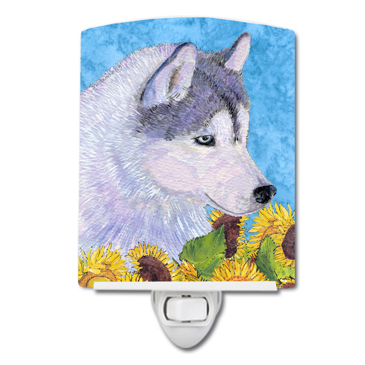 Dog in Summer Flowers Ceramic Night Light - S000213B001695P104802V000