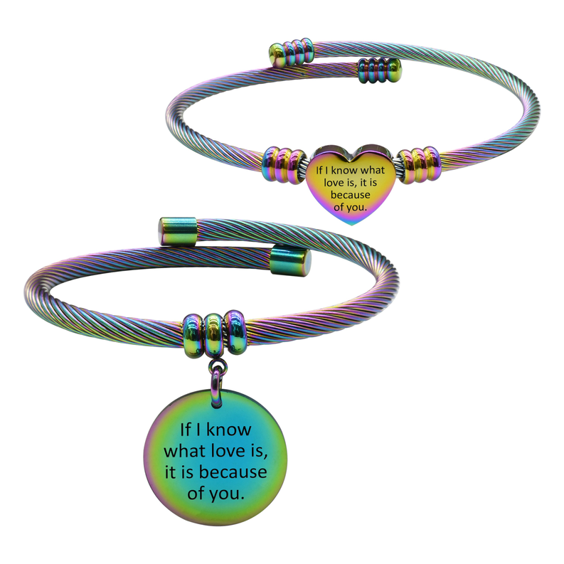 Rainbow Reversible Inspirational Cable Bracelet Set By Pink Box Part 2 - 23.SET-PBC.OHC-WHATLOVEIS-RBW