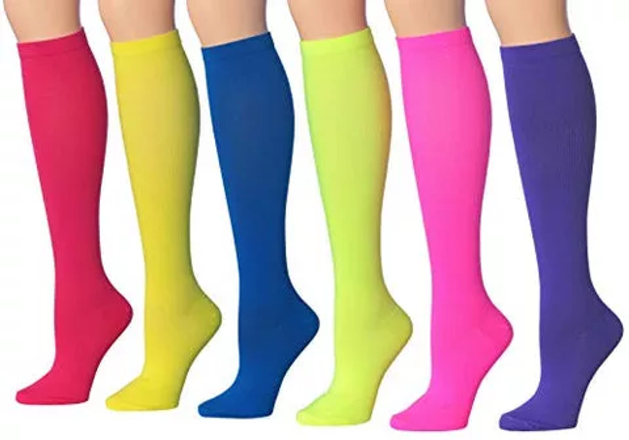 Ronnox Compression Socks for Men & Women Colorful Patterned Knee High Socks (16-20 mmHg / 12-14 mmHg) 6-Pairs
