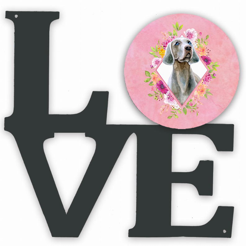Dog Breed Flowers Design Metal Wall Artwork LOVE - S000213B001695P011051V000