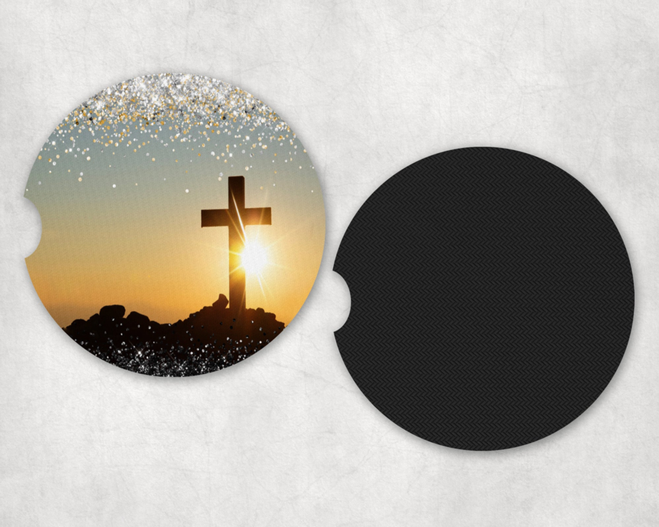 Sunset Cross Neoprene Car Coaster Set