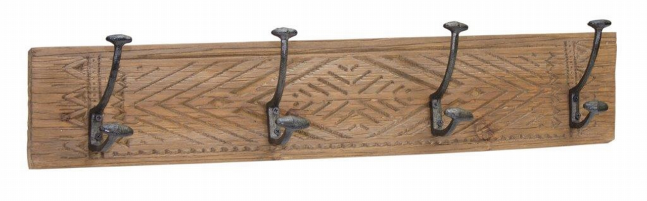 Wall Hooks 27"L x 5"H Wood/Iron