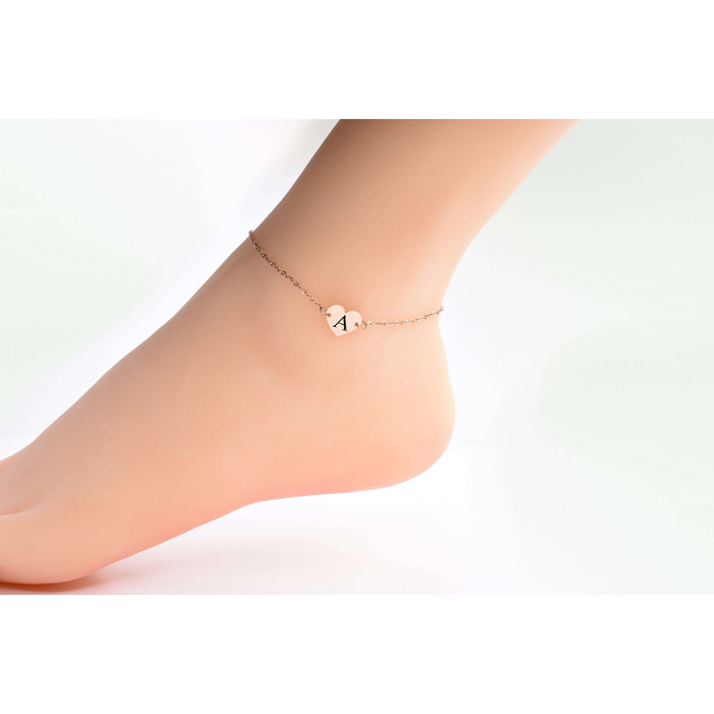 Heart Initial Anklets By Pink Box - PinkBox-25-358